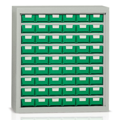 Industrijska omara s plastičnimi predalčki - 1000 mm - 54 - Plastični zeleni - NE